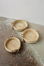 Natural Banded Betty Tray with Tassel Kanju Interiors