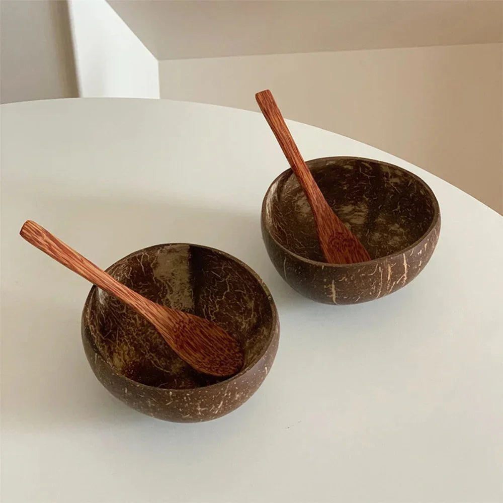 Natural Coconut Bowl Fork Spoon Set - House Of Avana