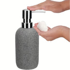 Natural Gray Stone Bathroom 5pcs Set Including Lotion Bottle, Soap Dish, Jar, Soap Tray, And a Serving Tray, Perfect As a Christmas Gift. House Of Avana