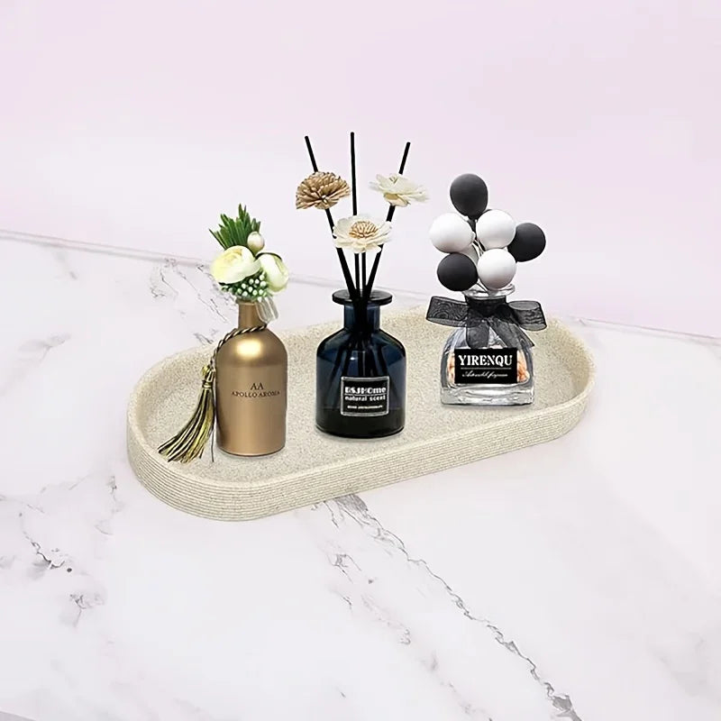 Natural Gray Stone Bathroom 5pcs Set Including Lotion Bottle, Soap Dish, Jar, Soap Tray, And a Serving Tray, Perfect As a Christmas Gift. House Of Avana