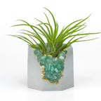 Natural Green Aventurine Geode Planter with Layered Stone Detail, side view - House Of Avana