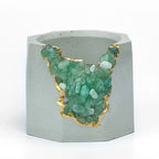 Natural Green Aventurine Geode Planter with Layered Stone Detail, detail shot - House Of Avana