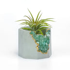 Natural Green Aventurine Geode Planter with Layered Stone Detail, angled view - House Of Avana