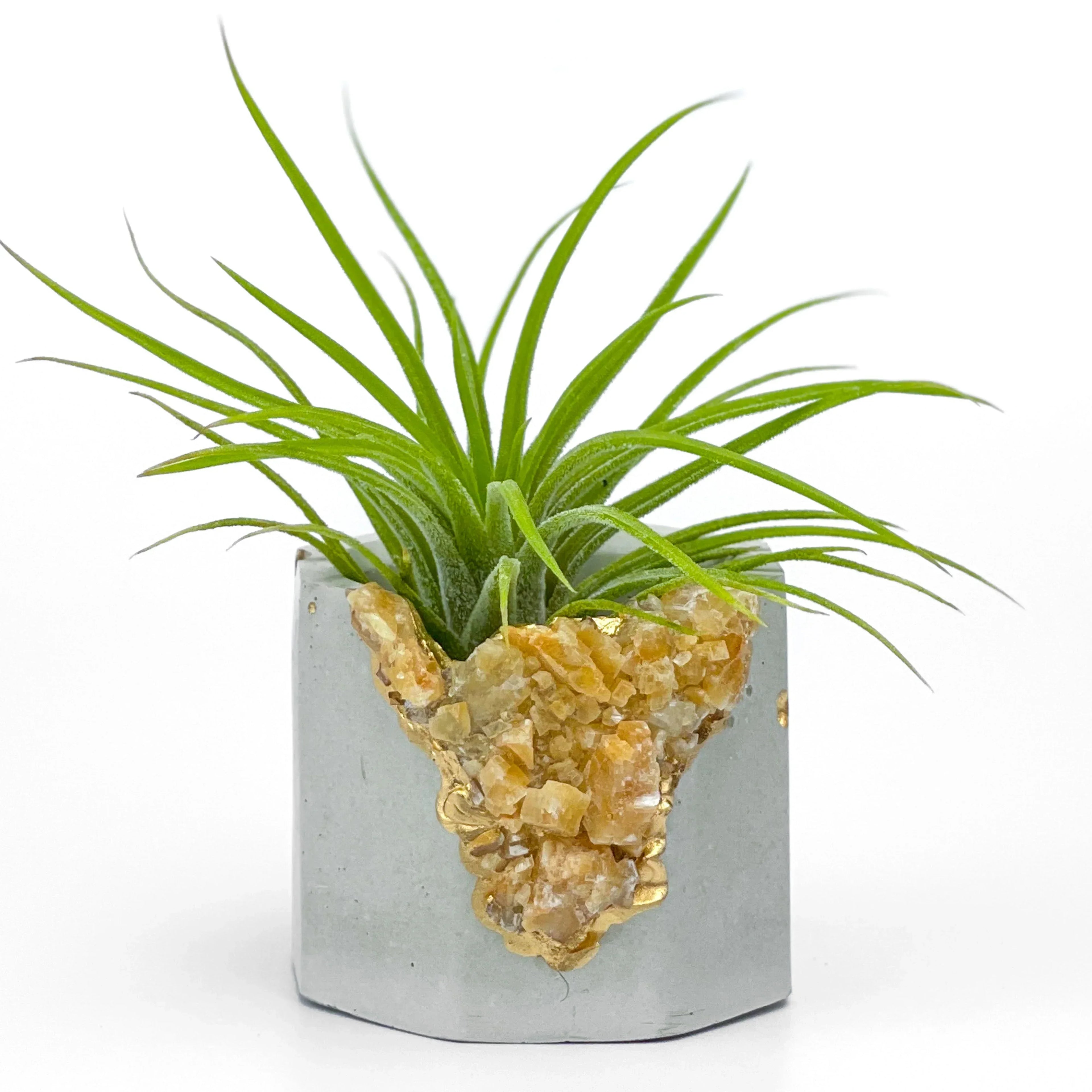 Natural Orange Calcite Geode Planter with Unique Crystal Formation, lifestyle image - House Of Avana