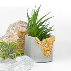 Natural Orange Calcite Geode Planter with Unique Crystal Formation, angled view - House Of Avana