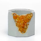 Natural Red Aventurine Geode Planter with Unique Mineral Layers, angled view - House Of Avana