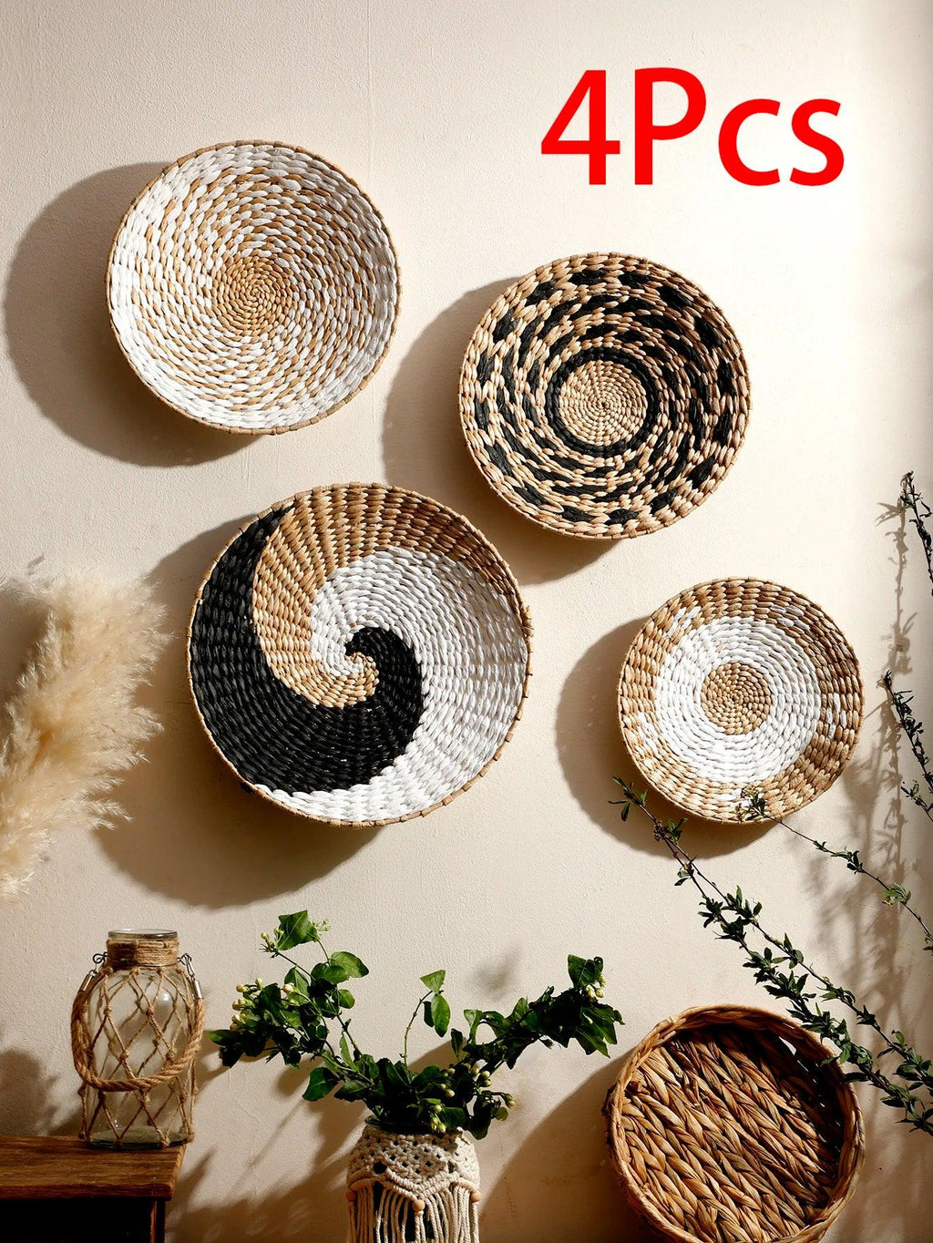 Natural Seagrass Handmade Wall Decor with Organic Texture, alternate view - House Of Avana