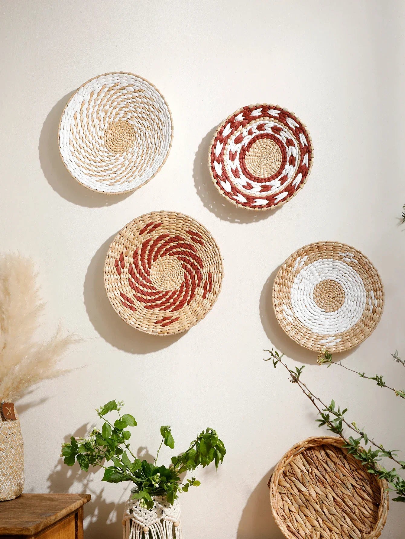 Natural Seagrass Handmade Wall Decor with Organic Texture, side view - House Of Avana