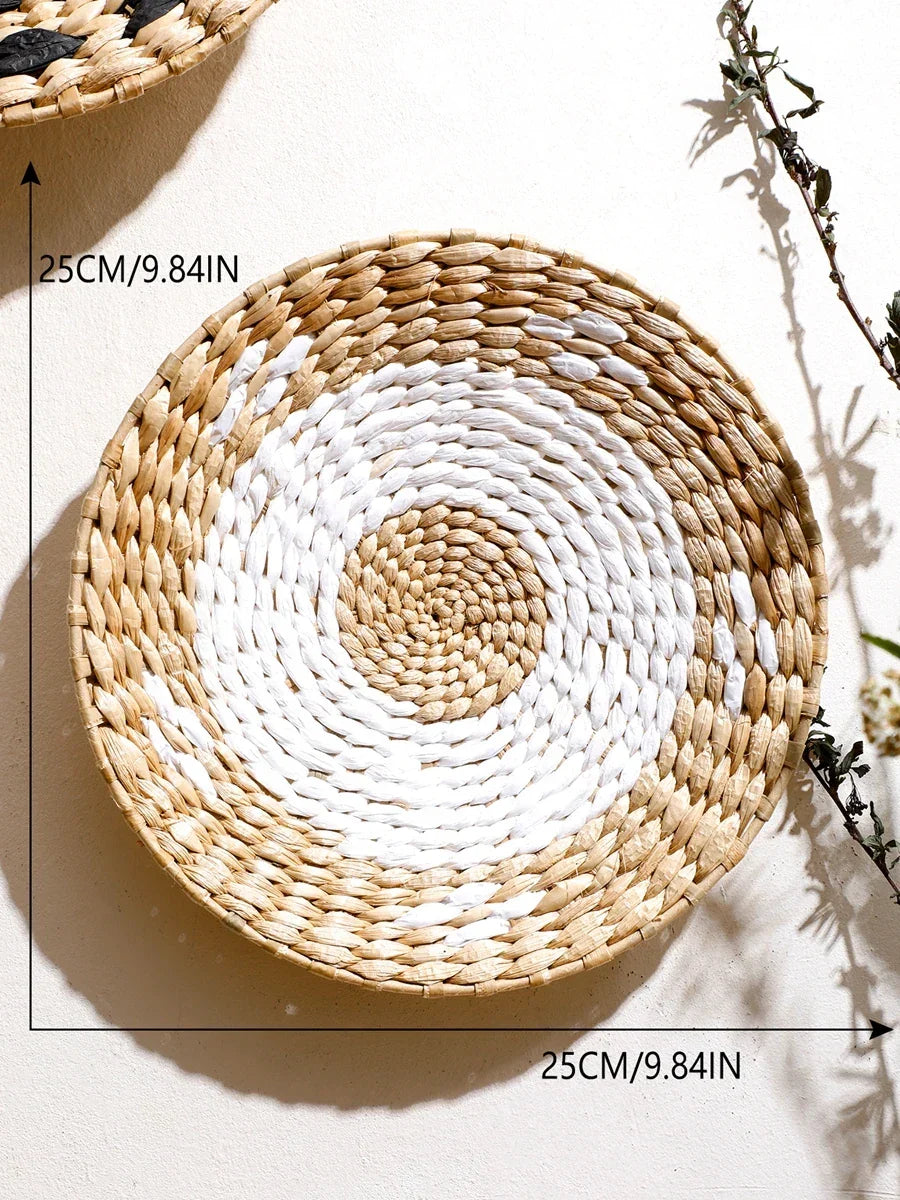 Natural Seagrass Handmade Wall Decor with Organic Texture, top view - House Of Avana
