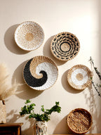 Natural Seagrass Handmade Wall Decor with Organic Texture, angled view - House Of Avana