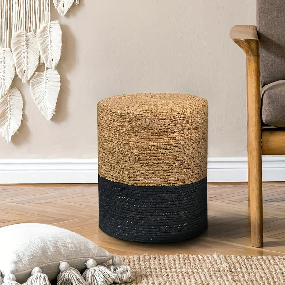 Natural Seagrass Foot Stool, Hand Weaving Round Ottoman, for Living Room, Outdoor Seat House Of Avana