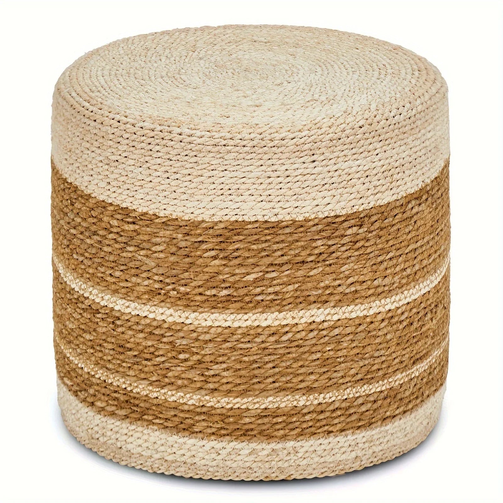 Natural Seagrass Foot Stool, Hand Weaving Round Ottoman, for Living Room, Outdoor Seat House Of Avana