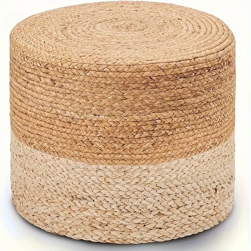 Natural Seagrass Foot Stool, Hand Weaving Round Ottoman, for Living Room, Outdoor Seat House Of Avana
