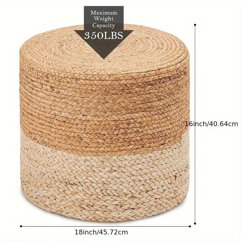 Natural Seagrass Foot Stool, Hand Weaving Round Ottoman, for Living Room, Outdoor Seat House Of Avana