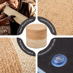 Natural Seagrass Foot Stool, Hand Weaving Round Ottoman, for Living Room, Outdoor Seat House Of Avana