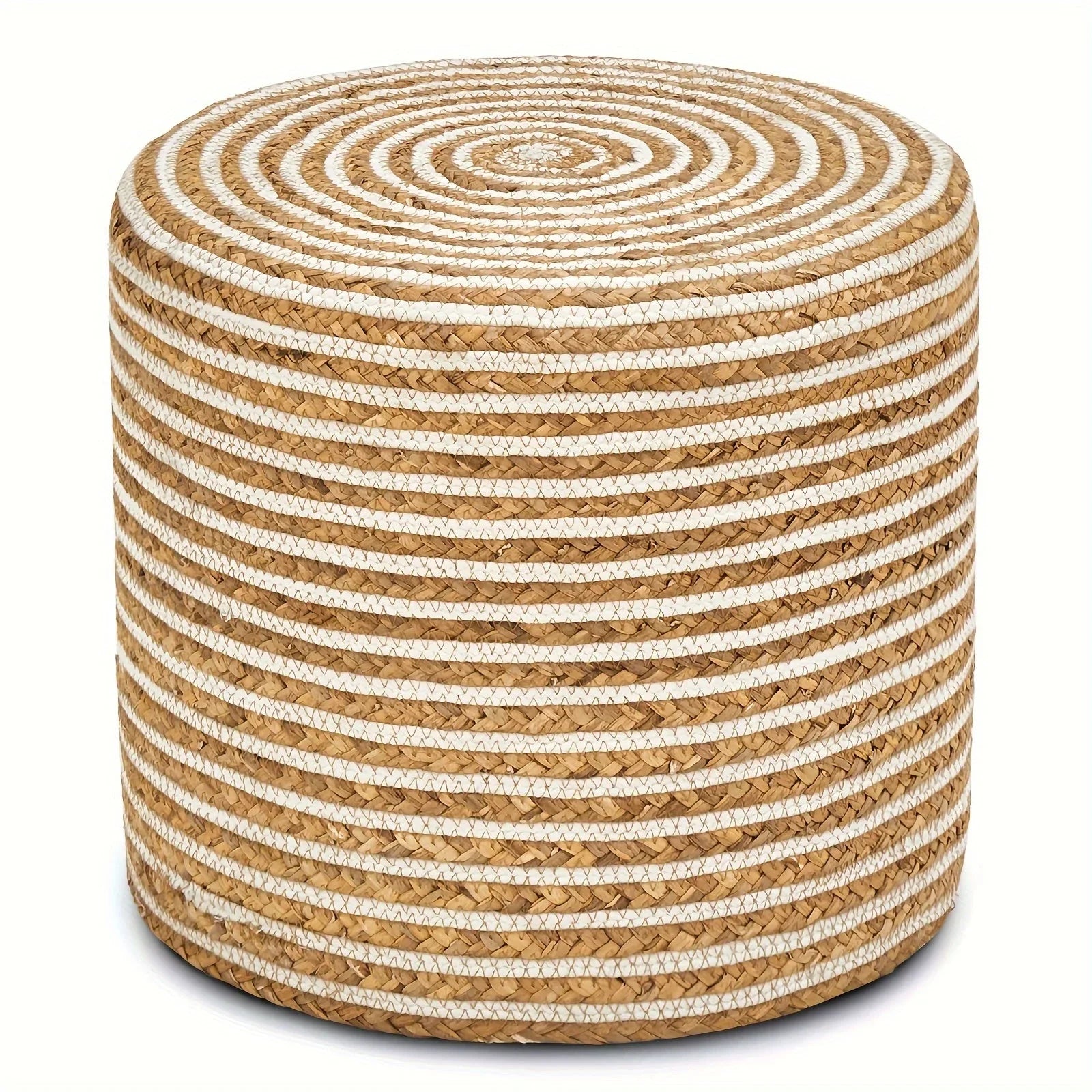 Natural Seagrass Foot Stool, Hand Weaving Round Ottoman, for Living Room, Outdoor Seat House Of Avana