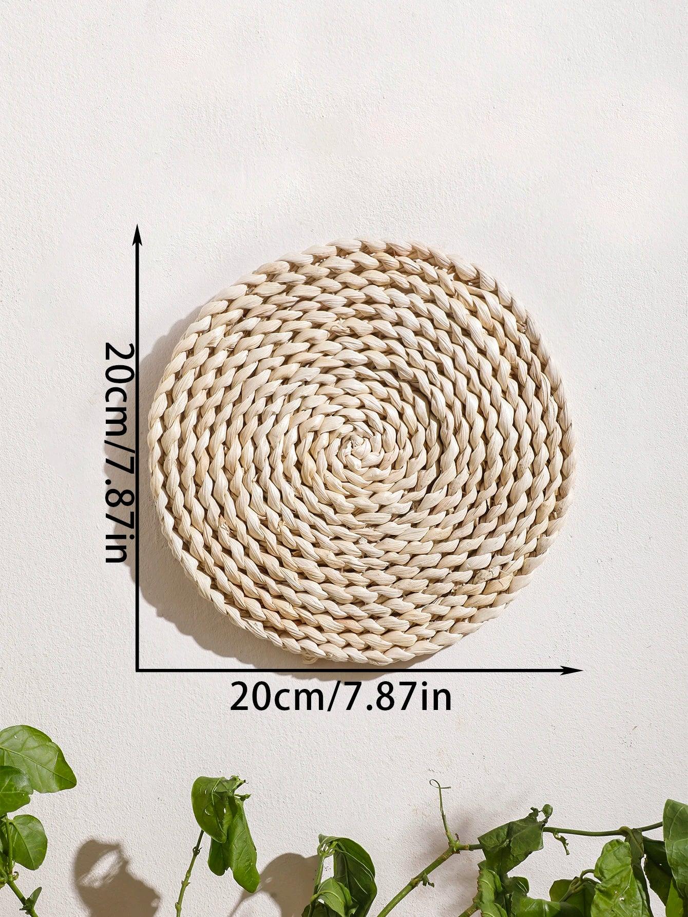 Natural beige seagrass wall hanging, handmade woven décor - House of Avana