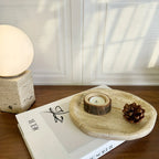 Natural Stone Decorative Tray - Creamy Beige Textured Serving Plate for Perfume Bottles, Jewelry & Keys | Retro Style Vanity Organizer & Living Room Centerpiece with Durable Elegant Home Decor, Bathroom Trays House Of Avana