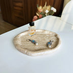 Natural Stone Decorative Tray - Creamy Beige Textured Serving Plate for Perfume Bottles, Jewelry & Keys | Retro Style Vanity Organizer & Living Room Centerpiece with Durable Elegant Home Decor, Bathroom Trays House Of Avana