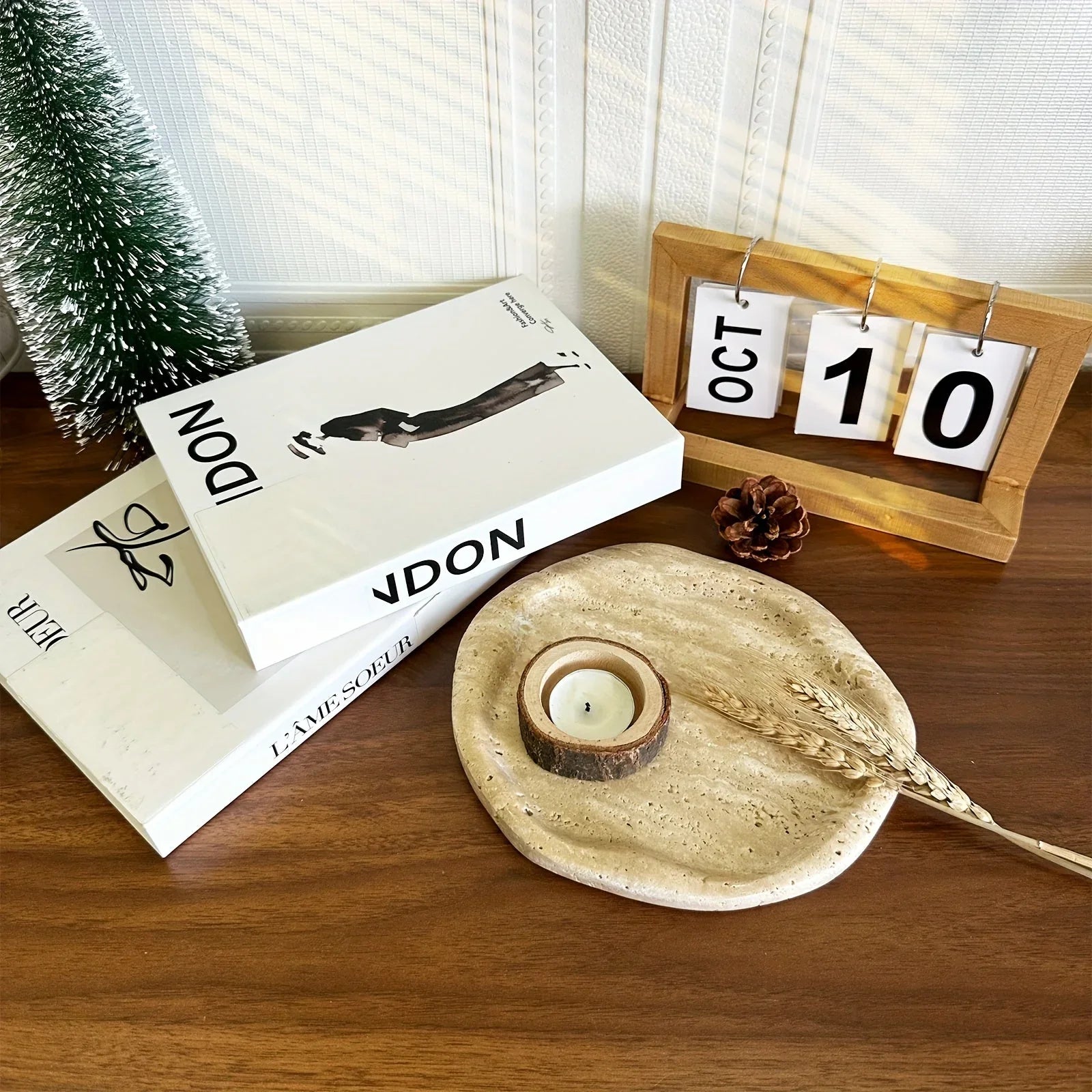 Natural Stone Decorative Tray - Creamy Beige Textured Serving Plate for Perfume Bottles, Jewelry & Keys | Retro Style Vanity Organizer & Living Room Centerpiece with Durable Elegant Home Decor, Bathroom Trays House Of Avana