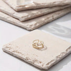 Natural Stone Hand-Carved Weathered Edge Coaster & Tray Set - Beige/ Eroded Texture, Non-Slip Rectangular Tabletop Organizer with Rounded Edges, Multi-Size Stone Coasters and Tray for Minimalist Vanity, Bathroom, Kitchen, Cof House Of Avana
