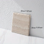 Natural Stone Hand-Carved Weathered Edge Coaster & Tray Set - Beige/ Eroded Texture, Non-Slip Rectangular Tabletop Organizer with Rounded Edges, Multi-Size Stone Coasters and Tray for Minimalist Vanity, Bathroom, Kitchen, Cof House Of Avana