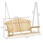 Natural Wooden 2-Seater Hanging Outdoor Porch Swing