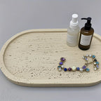 Natural yellow marble round tray, elegant storage organization - House of Avana