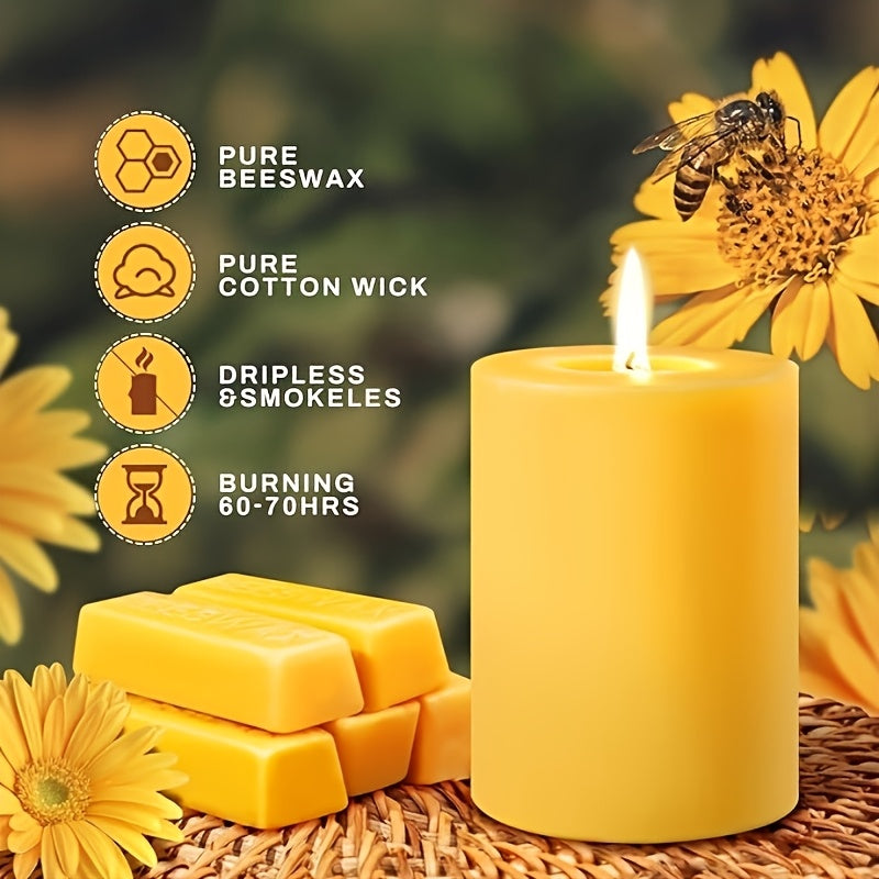 3pcs Long-Burning Pure Beeswax Candles - House of Avana