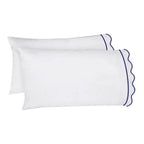 400TC Cotton Scallop Embroidery & Border Sateen Solid Sheet Set PushpLinen