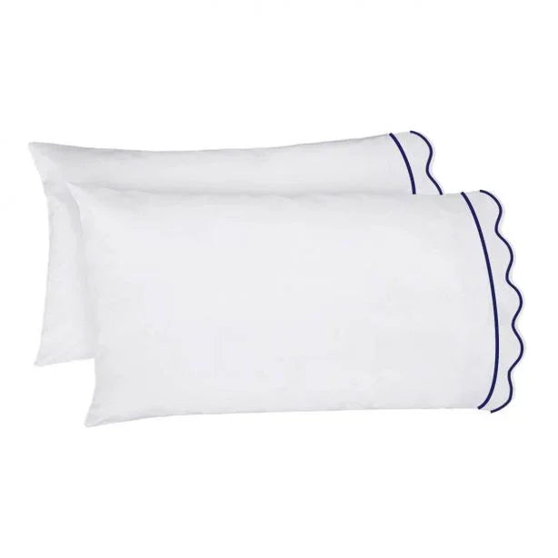 400TC Cotton Scallop Embroidery & Border Sateen Solid Sheet Set PushpLinen