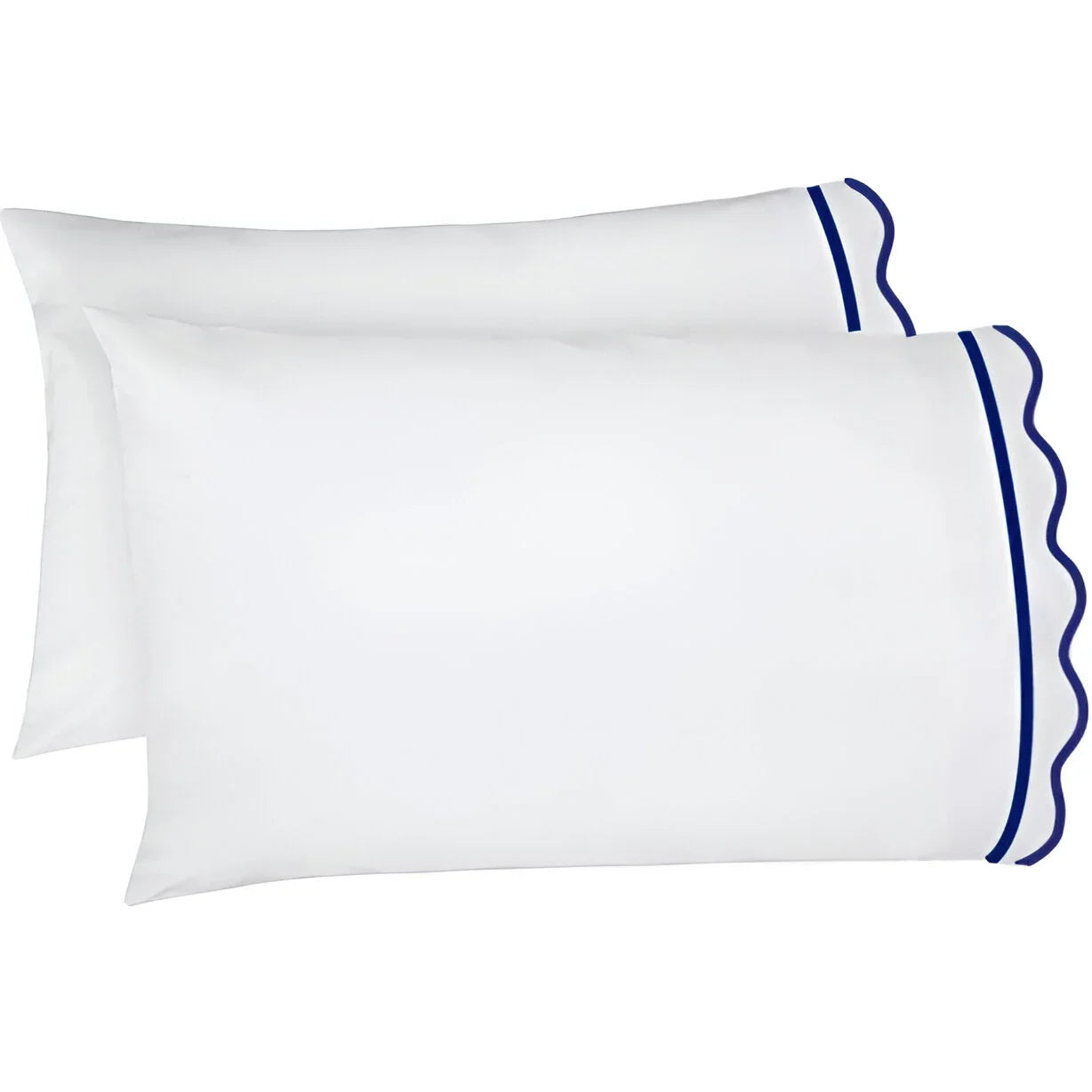 400TC Cotton Scallop Embroidery & Border Sateen Solid Pillowcases (Set Of 2) PushpLinen