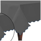 Scallop Embroidery Sateen Cotton Solid Table Cloth - Dark Grey PushpLinen