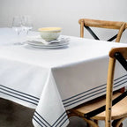 Triple Embroidery Border Sateen Cotton Solid Table Cloth PushpLinen