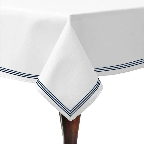 Triple Embroidery Border Sateen Cotton Solid Table Cloth PushpLinen
