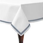 Triple Embroidery Border Sateen Cotton Solid Table Cloth PushpLinen