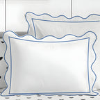 400TC Cotton Scallop Embroidery & Border Sateen Solid Duvet Cover Set PushpLinen