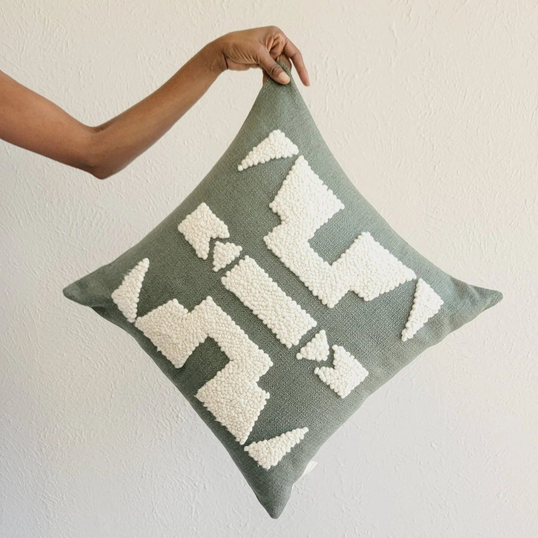 Ndebele Forest Green Throw Pillow Kanju Interiors
