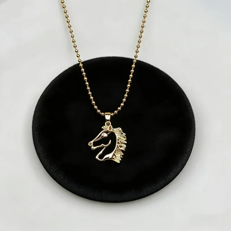 Necklace - Golden Copper Horse Pendant