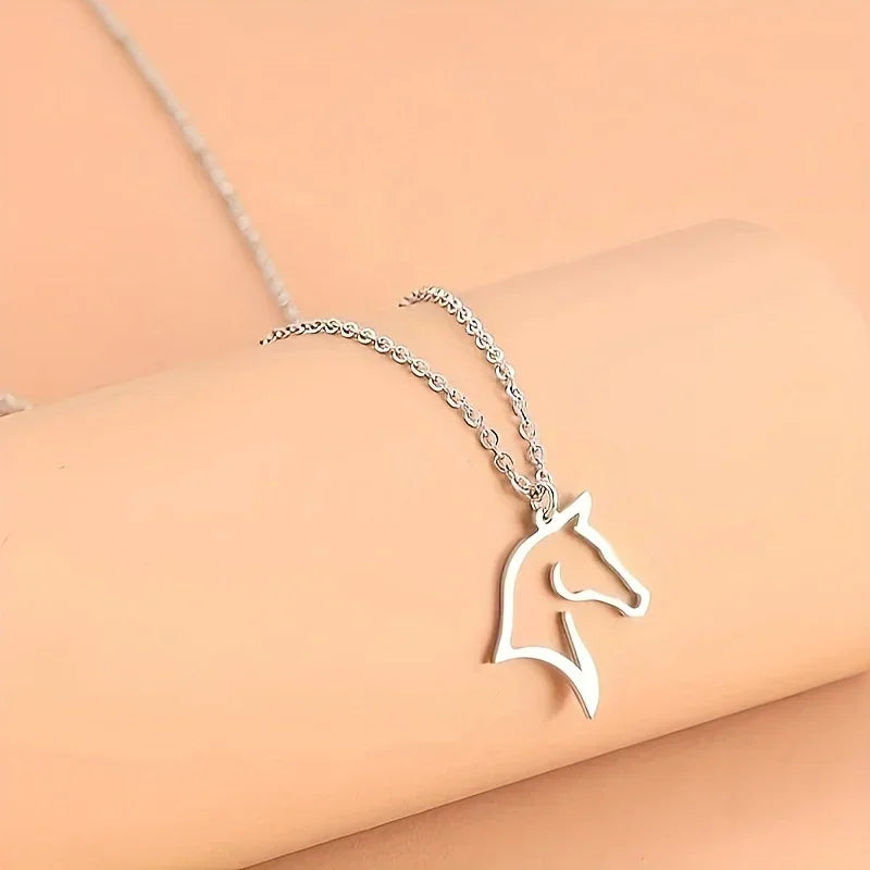 Necklace - Minimalist Metal Horse Head Pendant