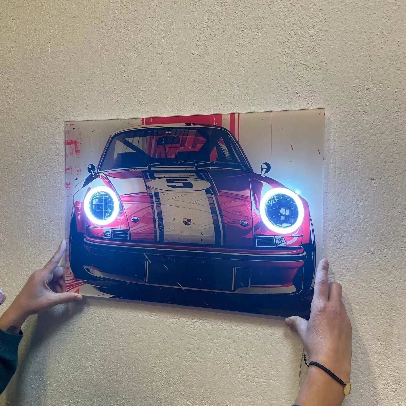 Neon LED Car Sign – Acrylic Wall Decor, Includes Mounting Peony Atelier