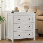[Farmhouse 3-Drawer Nightstand] Farmhouse Style 3-Drawer Dresser Nightstand | White Engineered Wood Bedside Table with Stain-Resistant Finish, Compact 27" Height for Bedroom, Hallway & Entryway Storage, Sleek Design, Sturdy C House Of Avana [[SKU:HOA-END-402]]