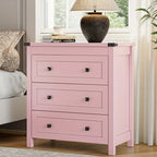[Farmhouse 3-Drawer Nightstand] Farmhouse Style 3-Drawer Dresser Nightstand | White Engineered Wood Bedside Table with Stain-Resistant Finish, Compact 27" Height for Bedroom, Hallway & Entryway Storage, Sleek Design, Sturdy C House Of Avana [[SKU:HOA-END-402-A]]