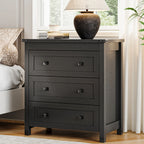 [Farmhouse 3-Drawer Nightstand] Farmhouse Style 3-Drawer Dresser Nightstand | White Engineered Wood Bedside Table with Stain-Resistant Finish, Compact 27" Height for Bedroom, Hallway & Entryway Storage, Sleek Design, Sturdy C House Of Avana