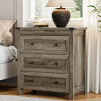 [Farmhouse 3-Drawer Nightstand] Farmhouse Style 3-Drawer Dresser Nightstand | White Engineered Wood Bedside Table with Stain-Resistant Finish, Compact 27" Height for Bedroom, Hallway & Entryway Storage, Sleek Design, Sturdy C House Of Avana