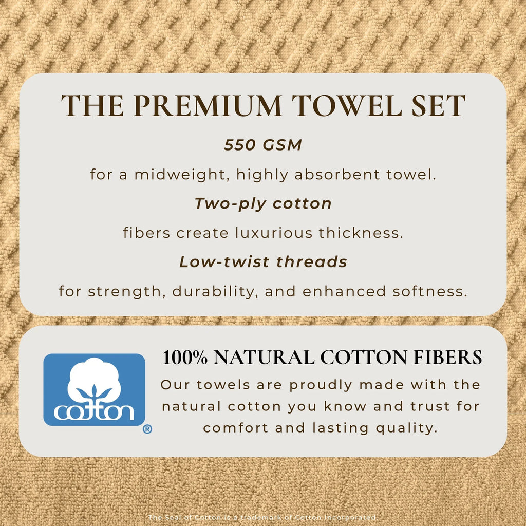 Cotton Diamond Waffle Weave Bath Towel Set - Grayson Collection