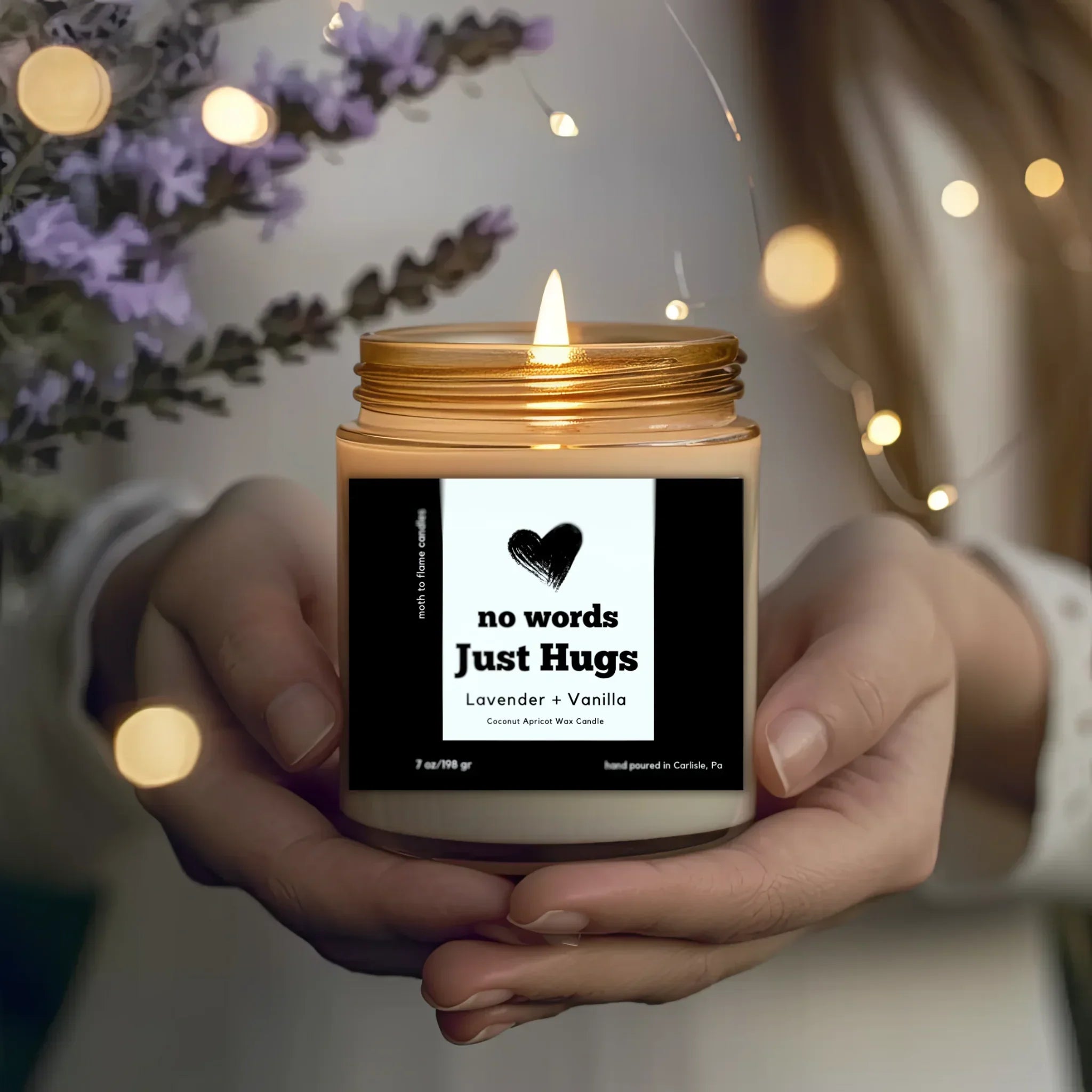 No Words, Just Hugs – Oz Candle, angled view - House Of Avana