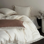 Nora Lace Double Gauze Ruffle Bedding Set / Beige Ever Lasting