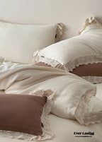 Nora Lace Double Gauze Ruffle Bedding Set / Brown Ever Lasting