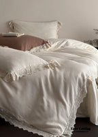 Nora Lace Double Gauze Ruffle Bedding Set / Brown Ever Lasting
